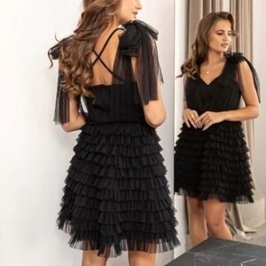 AP Line "Kinto" Black Ruffle Tulle Dress